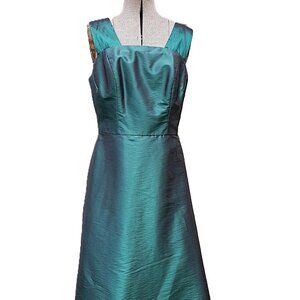 Vintage Formal Satin Dress Shimmer Green Prom Wedding 36B 31W